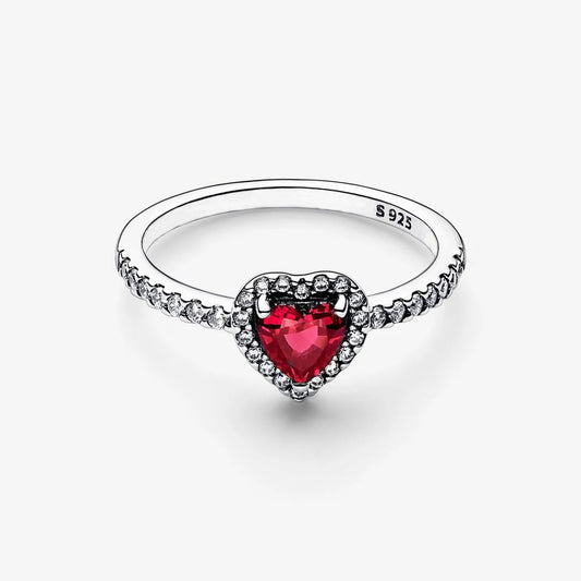 Silver-tone Ruby Heart Ring