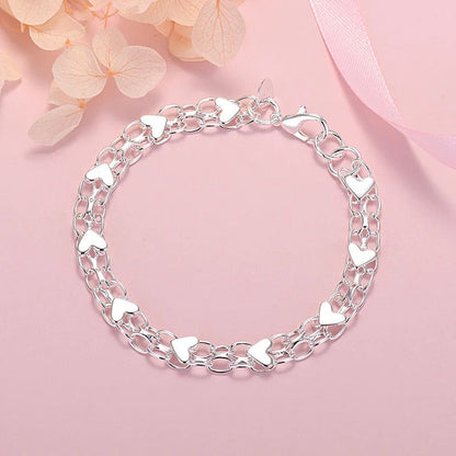 Silver-tone Chain and Heart Bracelet