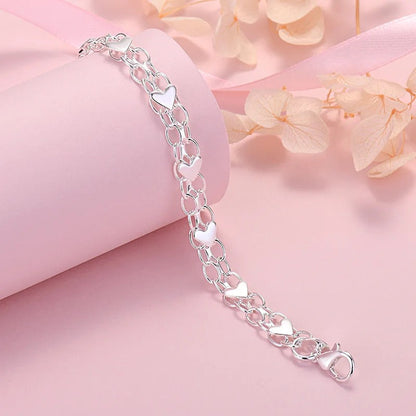 Silver-tone Chain and Heart Bracelet