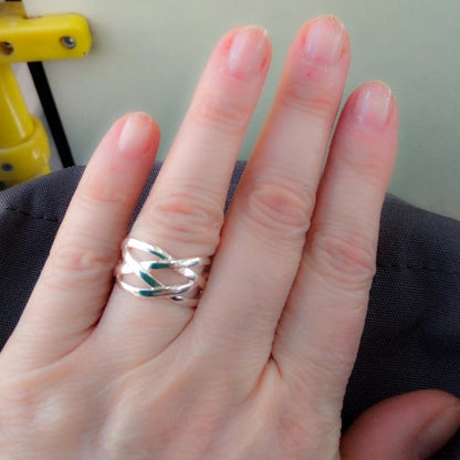 Silver-tone Braided Design Ring