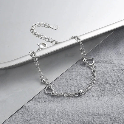 Fine Silver-tone Heart Bracelet