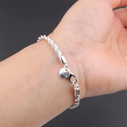 Silver-tone Braided Rope Bracelet