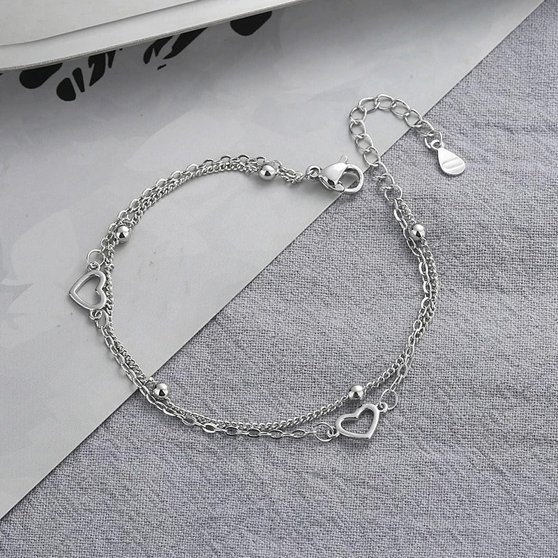 Fine Silver-tone Heart Bracelet