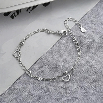 Fine Silver-tone Heart Bracelet