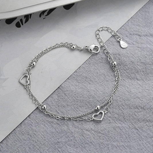Fine Silver-tone Heart Bracelet