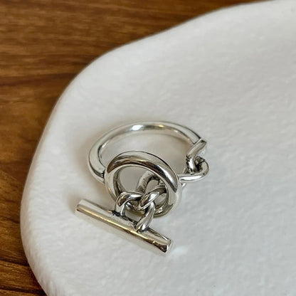 Adjustable Silver-tone Design Ring
