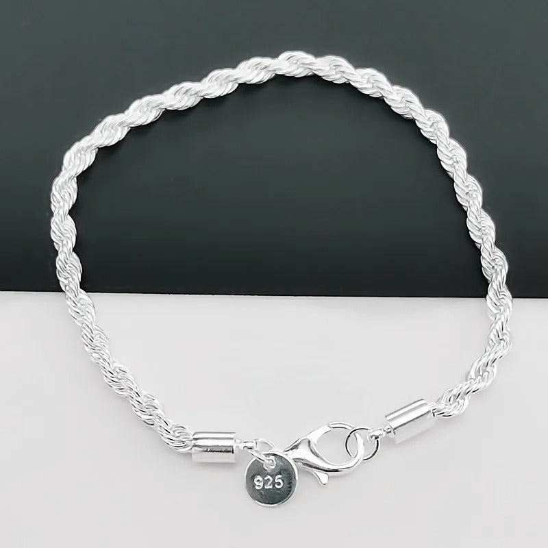 Silver-tone Braided Rope Bracelet