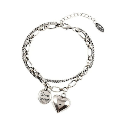 Silver-tone Love Forever Engraved Bracelet + 2 Free Charms