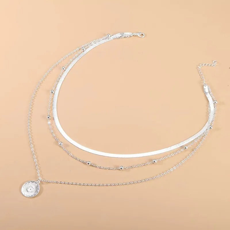 Silver-tone Triple Necklace