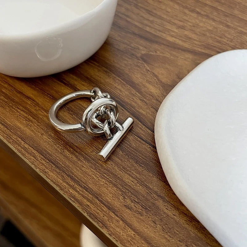 Adjustable Silver-tone Design Ring