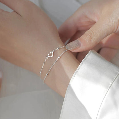 Fine Silver-tone Heart Bracelet
