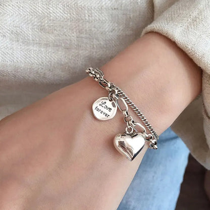 Silver-tone Love Forever Engraved Bracelet + 2 Free Charms