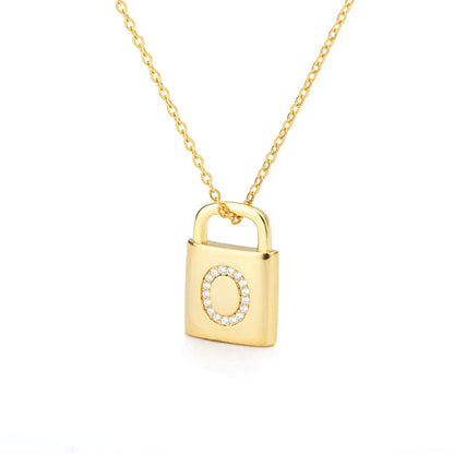 Gold-tone Initial Padlock Necklace