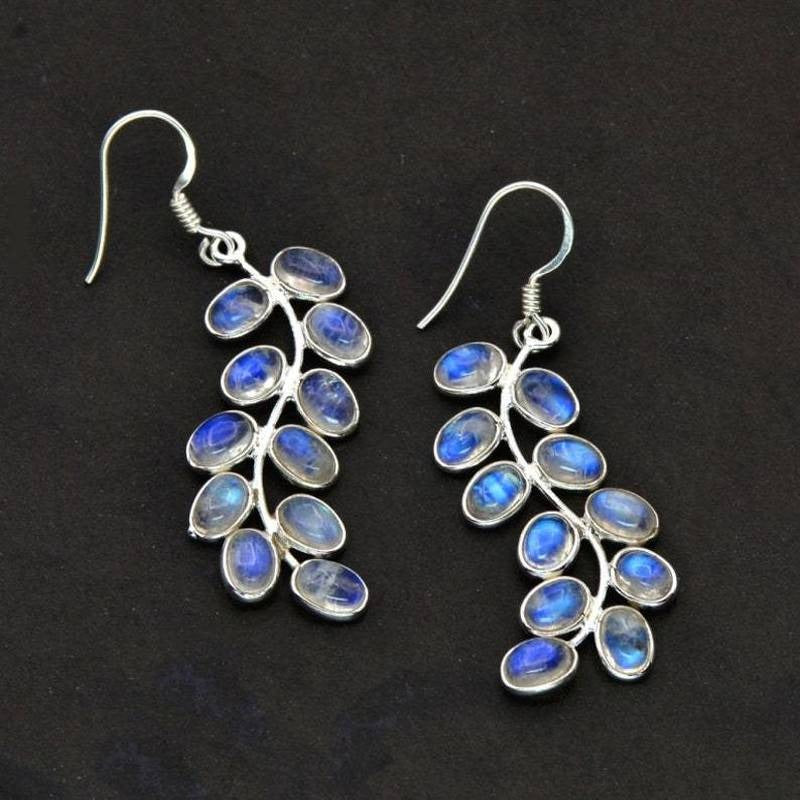 Silver-tone Blue Agate Earrings