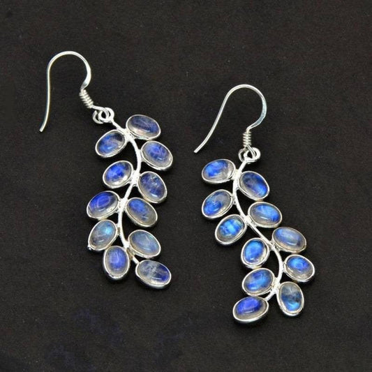 Silver-tone Blue Agate Earrings