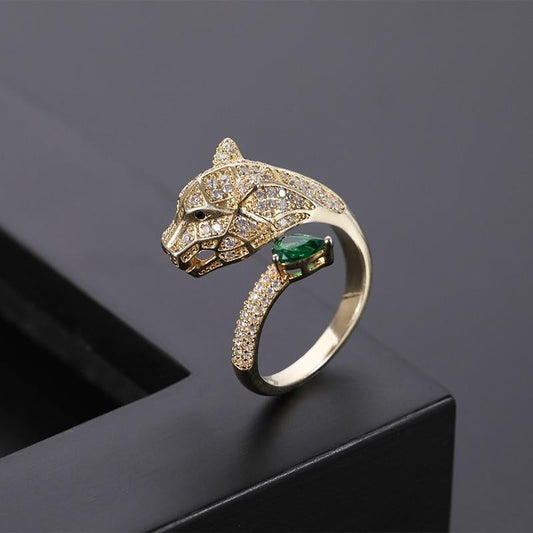 Adjustable Leopard Ring with Cubic Zirconia Finish