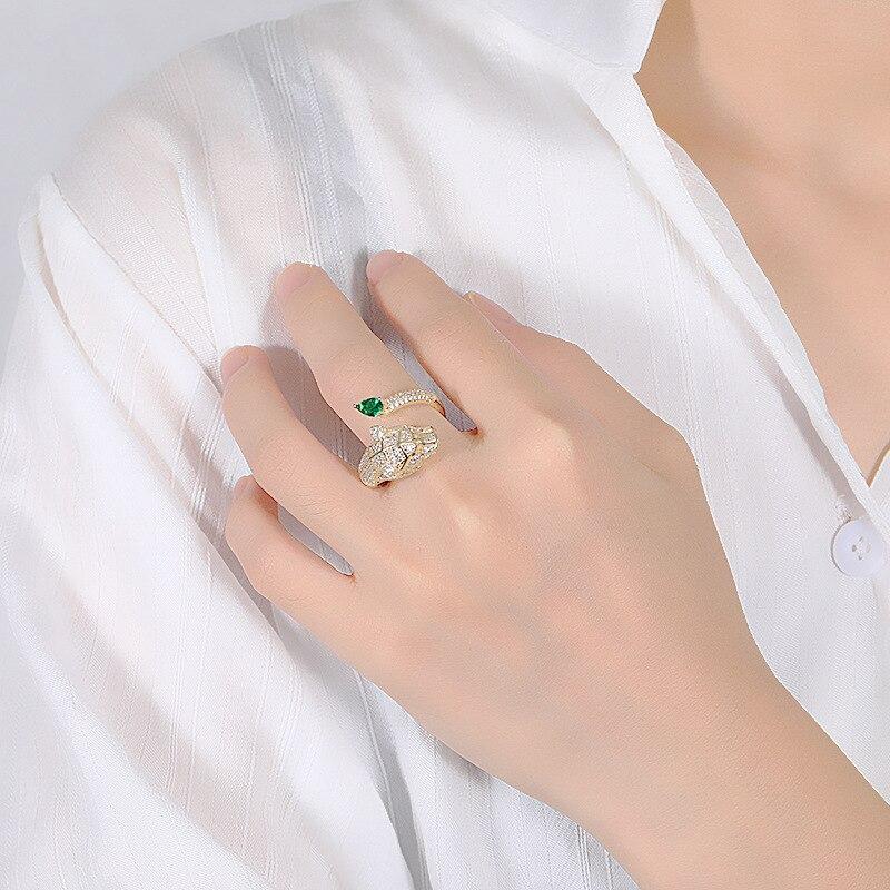 Adjustable Leopard Ring with Cubic Zirconia Finish