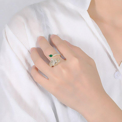 Adjustable Leopard Ring with Cubic Zirconia Finish