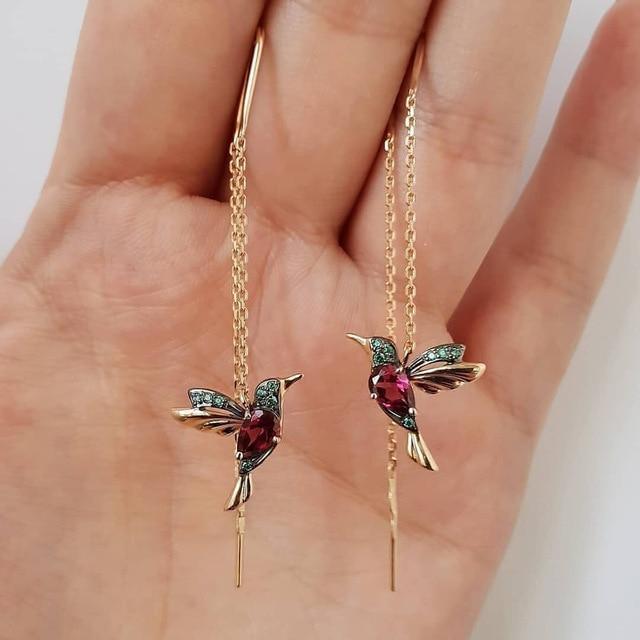 Hummingbird Enamel and Cubic Zirconia Earrings
