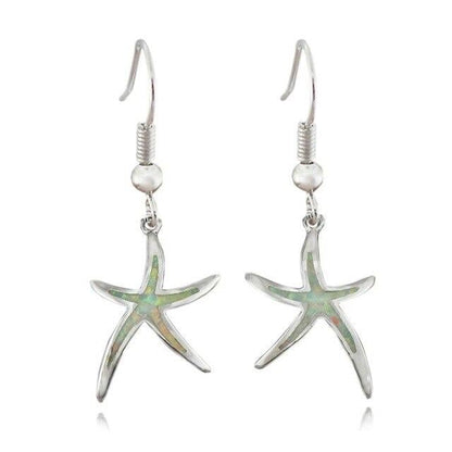 Silver-tone and Iridescent Starfish Earrings