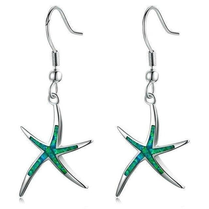 Silver-tone and Iridescent Starfish Earrings