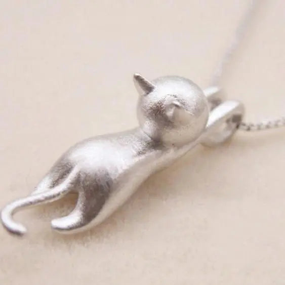 Playful Kitten Silver-tone Necklace