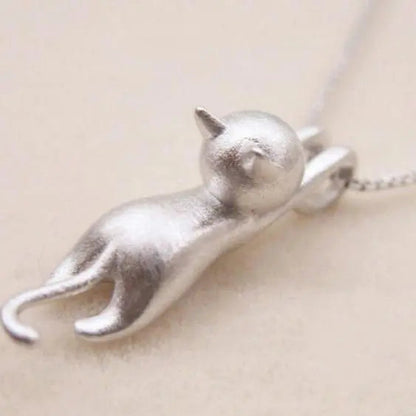 Playful Kitten Silver-tone Necklace