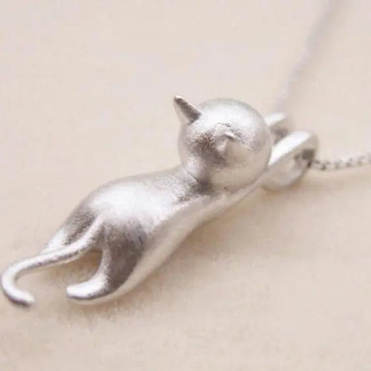 Playful Kitten Silver-tone Necklace