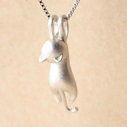 Playful Kitten Silver-tone Necklace