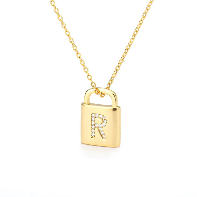Gold-tone Initial Padlock Necklace