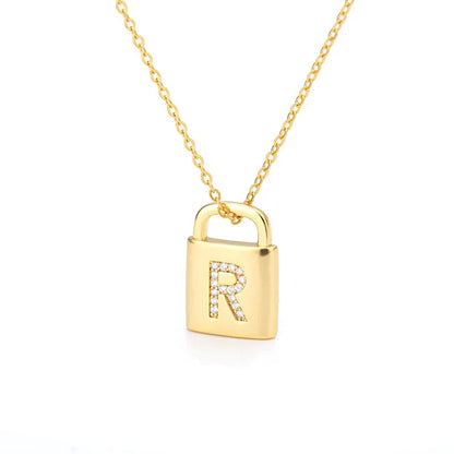 Gold-tone Initial Padlock Necklace
