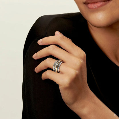 Vintage Gold-tone and Silver-Tone Cubic Zirconia Ring
