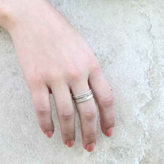 Elena - Vintage Silver-tone ring with golden finish