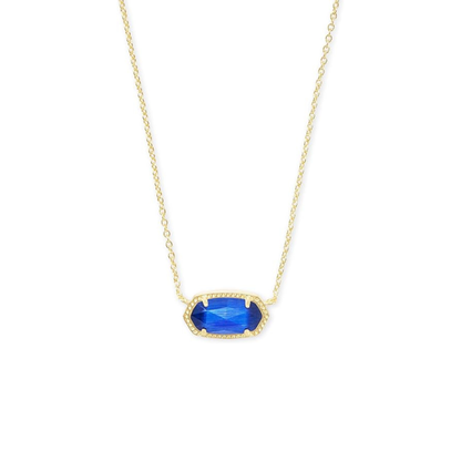 Classic Oval Blue Accent Necklace | Gold-tone