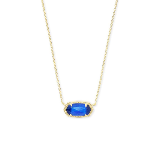 Classic Oval Blue Accent Necklace | Gold-tone