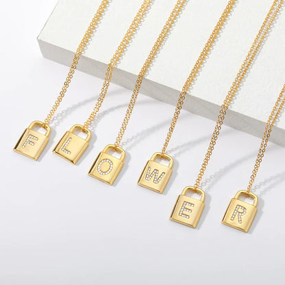 Gold-tone Initial Padlock Necklace