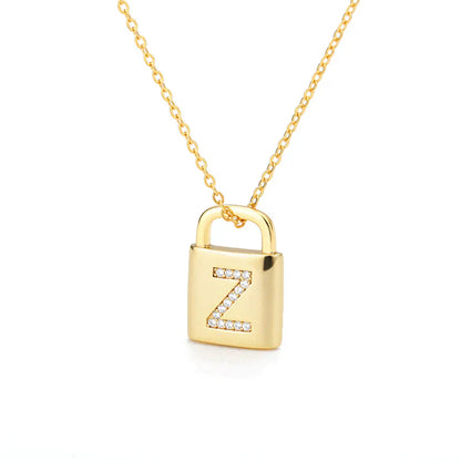 Gold-tone Initial Padlock Necklace